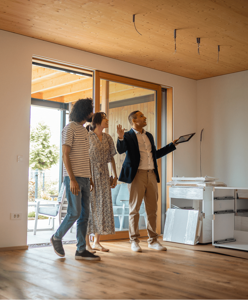 Real estate agent showing modern apartment