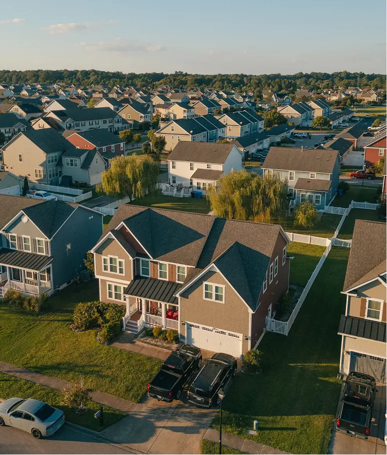 Suburban neighborhood with modern houses